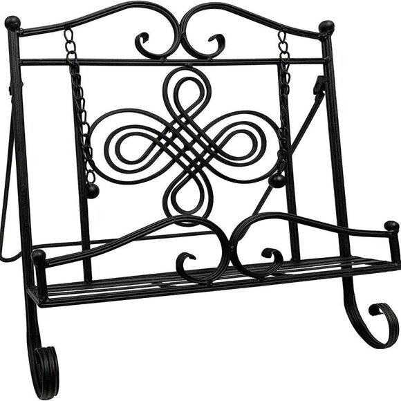 Swirl  Black Metal Cookbook iPads, Holders, Portable, Adjustable, Free Standing - Picture 1 of 10
